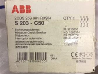    ABB S203 C50 3P 50A (C) 6000,  Made in Germany,  